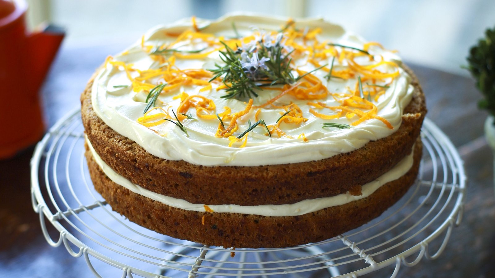 Carrot Courgette Cake With Rosemary Orange Creme Fraiche