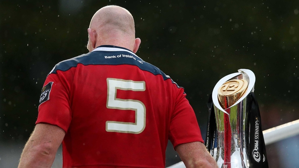 Paul O'Connell walks past the Pro12 trophy after losing to Warriors