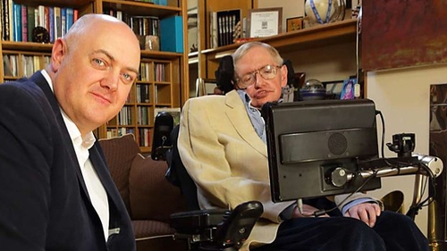 A still from the BBC documentary Dara Ó Briain Meets Stephen Hawking