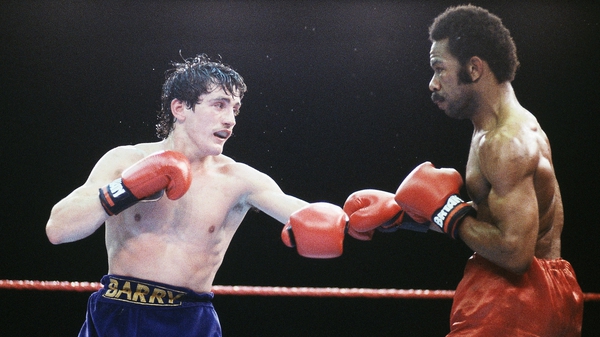 McGuigan takes on the then long reigning WBA featherweight champion Eusebio Pedroza at Loftus Road in 1985