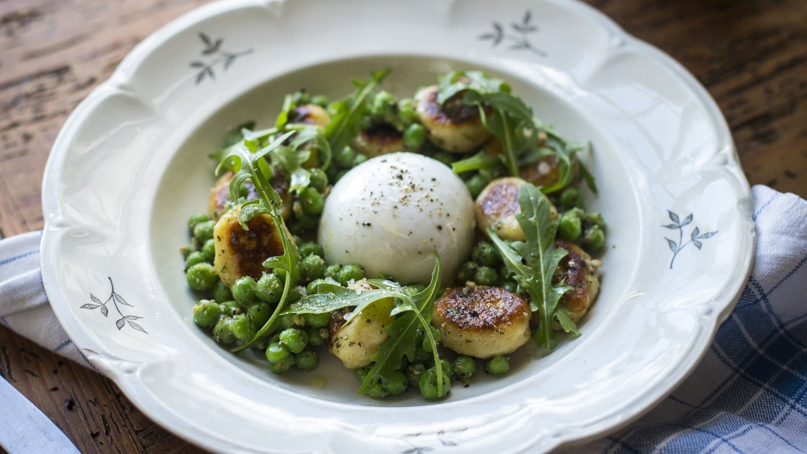 PanFried Gnocchi with Peas and Mozzarella