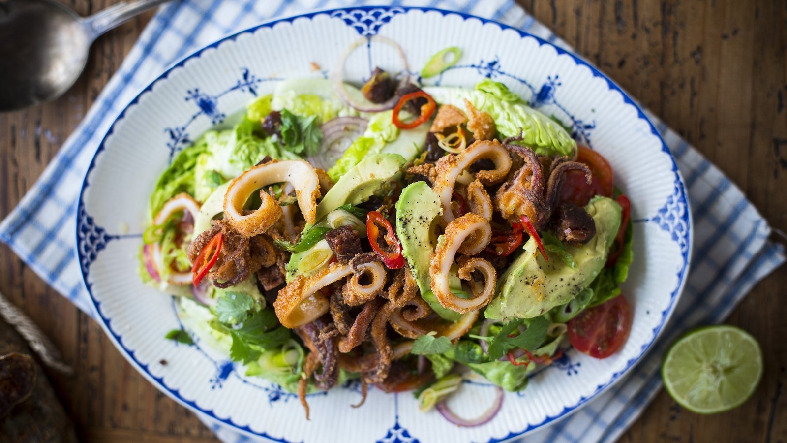 Crispy Squid and Chorizo Salad with Deconstructed