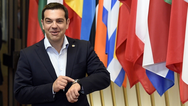 Greek leader Alexis Tsipras at talks during an EU summit in Brussels