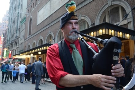 The scene outside New York's Town Hall Theatre