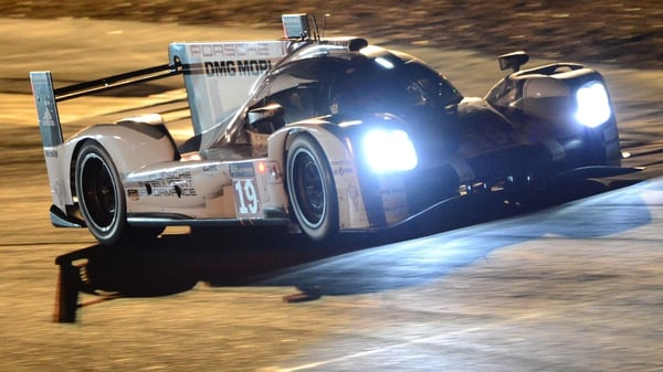 Germany's Nico Hulkenberg driving his Porsche Hybrid at Le Mans