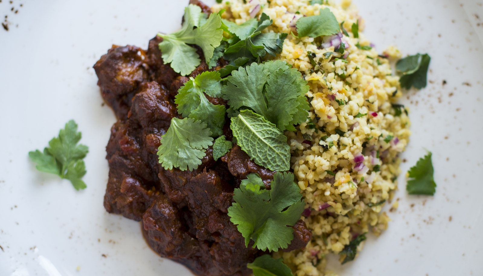 Moroccan Goat Tagine with Bulgur Wheat Salad