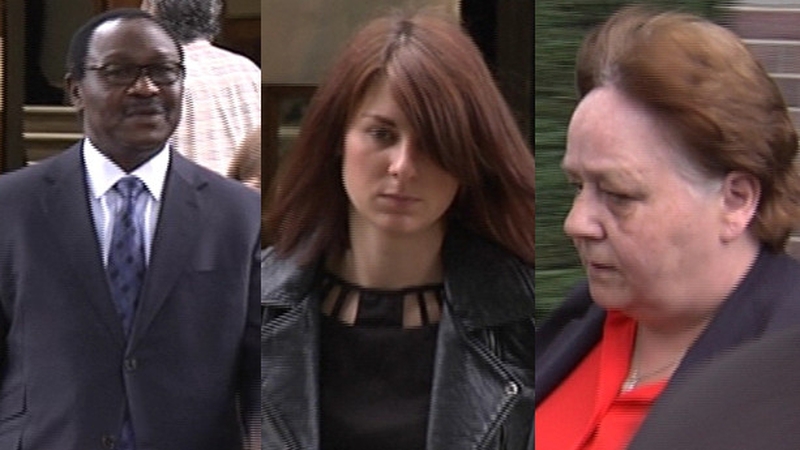 (L-R) Adedayo Adedeji, Gemma Pullen and Margaret Miller appeared at Ealing Magistrates Court this morning