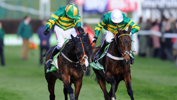 Barry Geraghty riding Jezki (L) wins The Stan James Champion Hurdle from My Tent Or Yours and Tony McCoy (R) at Cheltenham last year