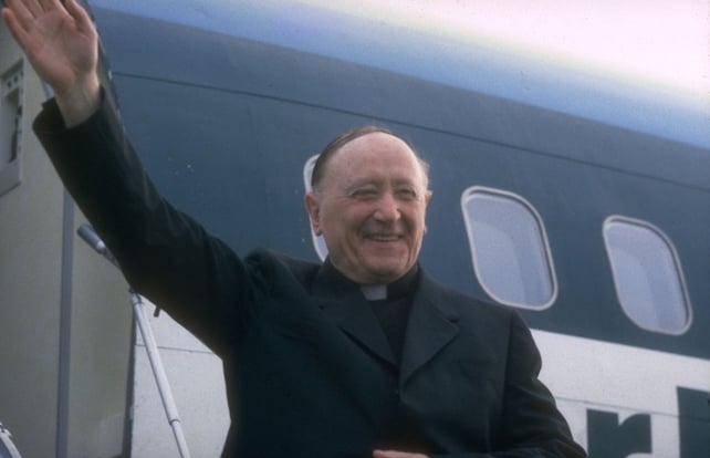 Monsignor James Horan boards an Aer Lingus plane at Knock Airport