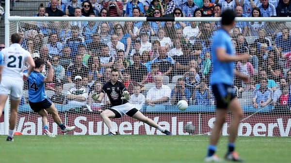 Diarmuid Connolly scores Dublin's fourth goal from the penalty spot