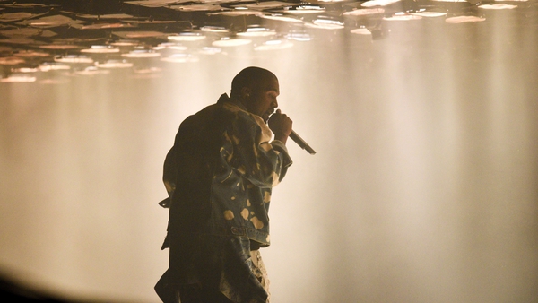 Kanye West performing at Glastonbury 2015
