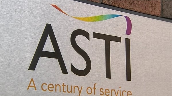 A protest organised by the ASTI took place outside the Department of Education this afternoon