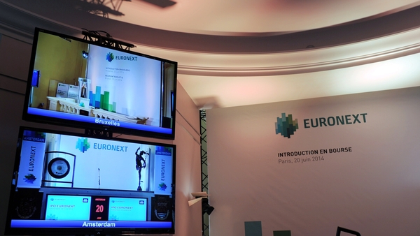 Euronext said average daily transaction value in cash markets rose 35% in the first six months of 2015