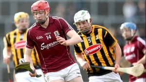 Galway's Cathal Mannion and Padraig Walsh of Kilkenny during the sides' league meeting in March