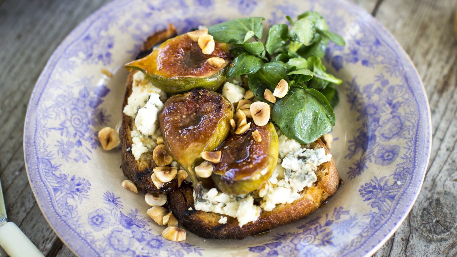 Sourdough Tartine with Blue Cheese and Roasted Honey Figs