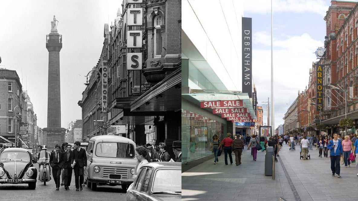 Henry Street, Dublin in 1965 and in 2010