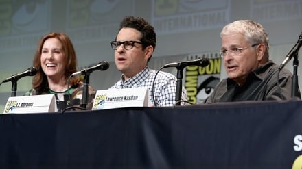 Producer Kathleen Kennedy, director JJ Abrams and screenwriter Lawrence Kasdan