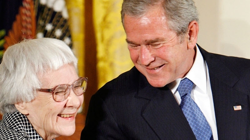 Harper Lee meeting US President George W Bush in November 2007 when he awarded her the Presidential Medal