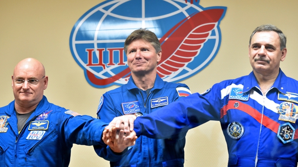 (L-R) Scott Kelly, Gennady Padalka and Mikhail Kornienko are on board the ISS