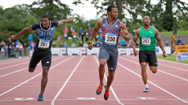 Jamaica's Yohan Blake wins the 100m in Santry