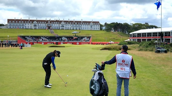 Lydia Ko plays her approach to the 18th en route to an opening round 66 at Turnberry