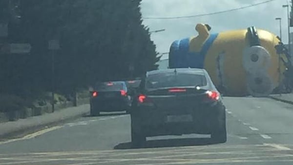 The 40ft inflatable character was deflated by gardaí who attended the scene (Pic:Twitter)