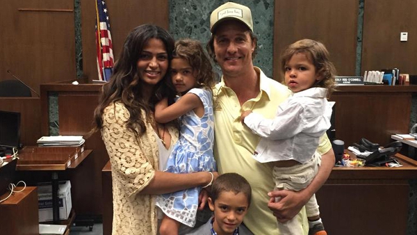 Matthew McConaughey and wife Camila Alves celebrate her US citizenship with their three children