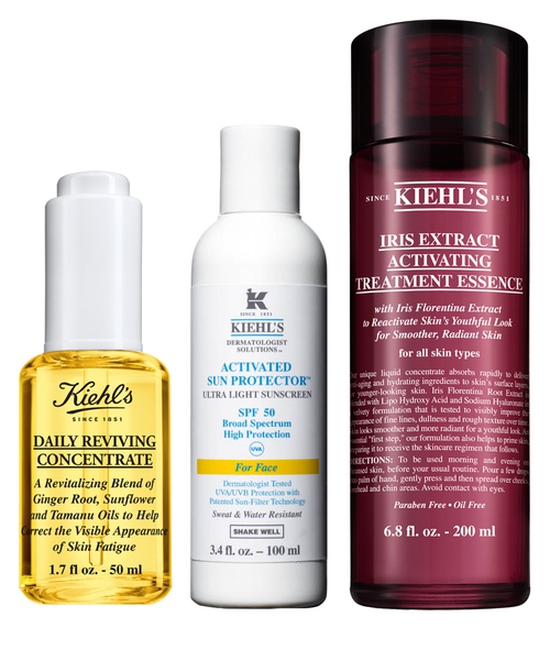 Kiehl's Daily Reviving Concentrate, Activated Sun Protector and Iris Extract Activating Treatment Essence