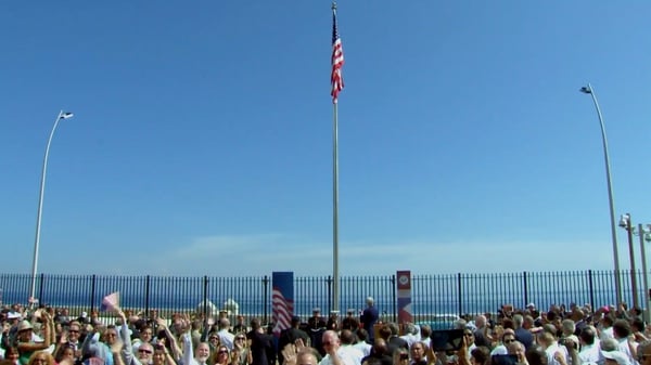 The flag was raised over the building for the first time in 54 years