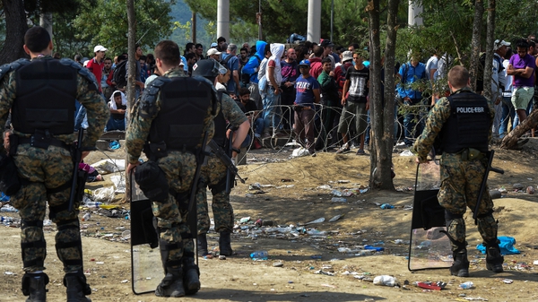 Riot police have been deployed to the area by Macedonian authorities