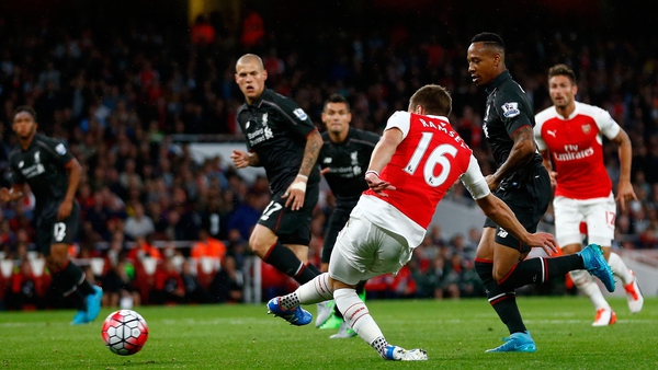 Aaron Ramsey was ruled offside after he fired the ball past Simon Mignolet in the Liverpool goal