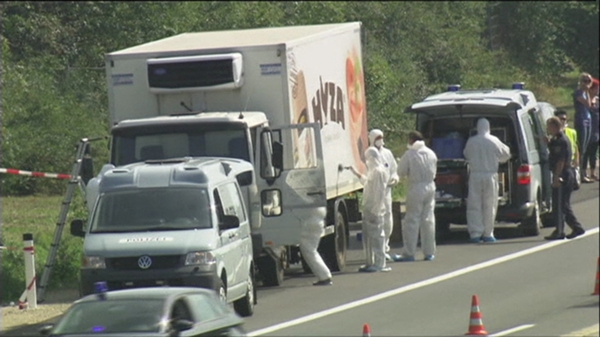 The lorry was found yesterday on a motorway near the borders with Slovakia and Hungary