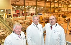 Northern Ireland's Enterprise, Trade & Investment Minister Jonathan Bell MLA (centre) with Alo Duffy, Chairman (l) and Michael Hanley (r), Group CEO of Lakeland Dairies