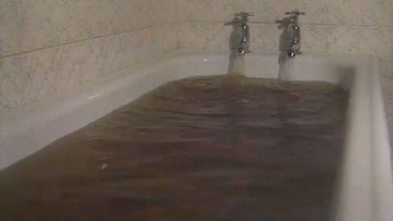 Bath filled with polluted water