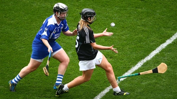 Waterford's Jennie Simpson and Melissa Lyons of Kildare in the All-Ireland intermediate camogie final