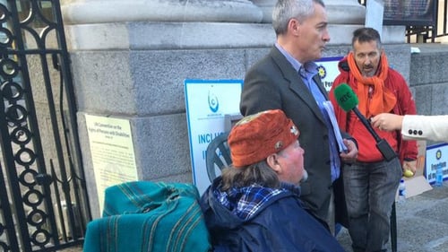Disabled activists spent last night outside Government Buildings (Pic: @CILCarmichael)