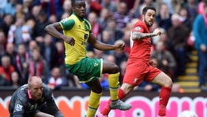 Danny Ings scoring his first goal for Liverpool against Norwich recently