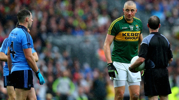 Philly McMahon (l) gets eyed by Kieran Donaghy after the incident in the All-Ireland final