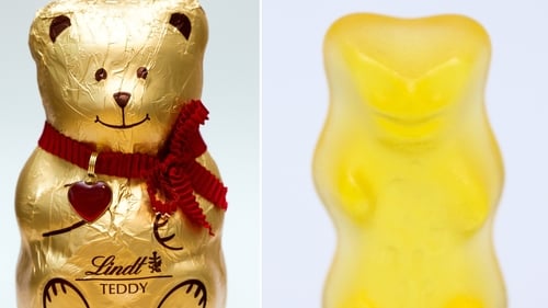 A German court dismisses a claim that the gold-clad, red-bowed chocolate bears violated a trademark held by Haribo
