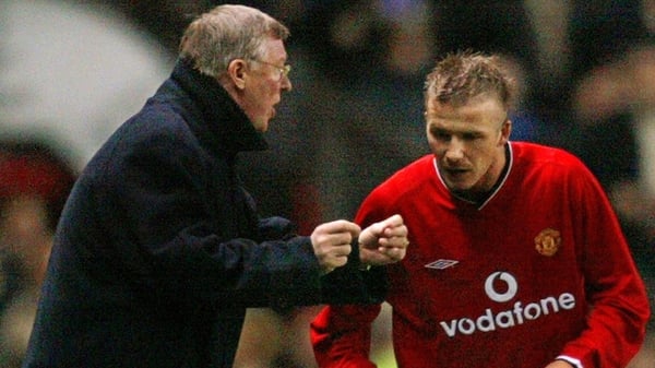 Alex Ferguson tells David Beckham something