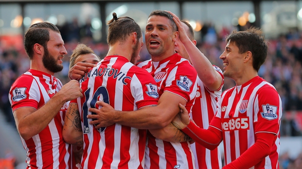 Jonathan Waters celebrates scoring for Stoke against Bournmouth