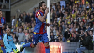 Yohan Cabaye celebrates celebrates after scoring from the spot against Watford