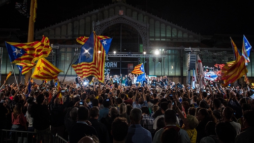 Catalan Pro-Independence supporters celebrate in Barcelona