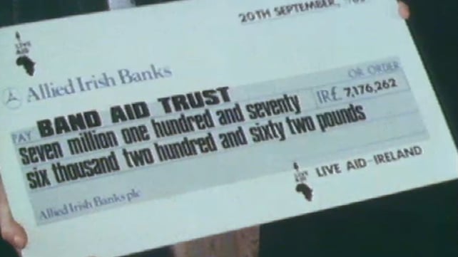 Band Aid Cheque Presented to Bob Geldof for Live Aid (1985)