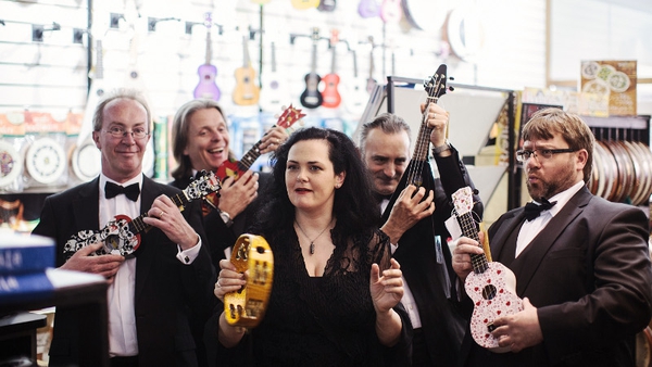 Members of the RTÉ Concert Orchestra try out some new instruments for size