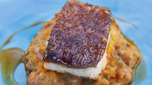 Rachel Allen's Roast Cod with White Bean and Chorizo Mash. A hearty family dinner that's sure to impress.