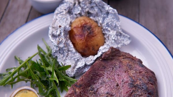 Rachel Allen's Steak and watercress bearnaise BBQ style.