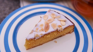 As delicious as it looks - Rachel Allen's Honey and almond cake. Serves 6-8