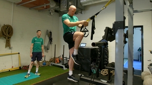 Paul O'Connell enjoys a weights session at the RWC 2015