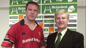 Paul O'Connell picks up a man of the match award in January 2002